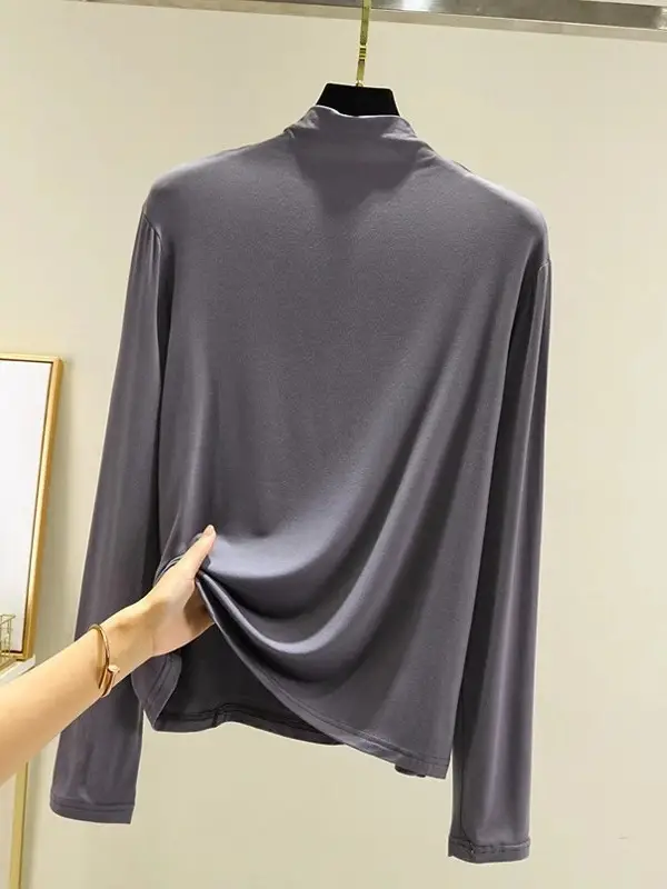 Women's Pink Half Turtleneck Slim Fit Top - Image 16