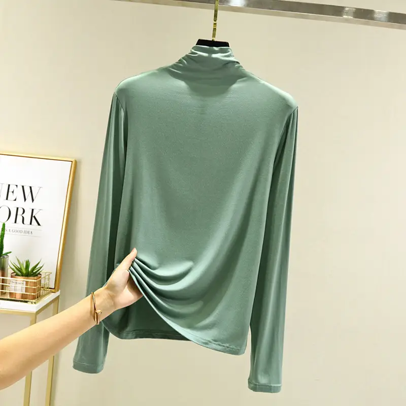 Women's Pink Half Turtleneck Slim Fit Top - Image 4