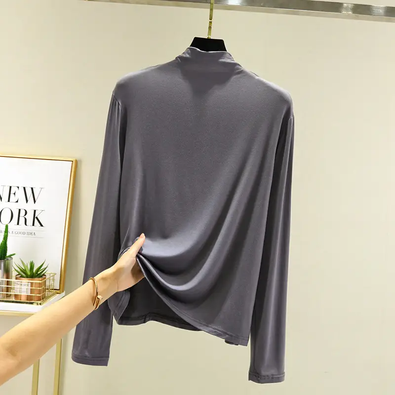 Women's Pink Half Turtleneck Slim Fit Top - Image 8
