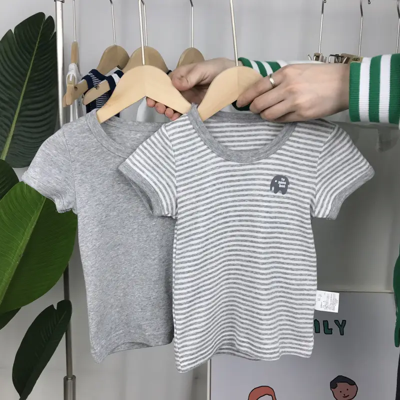 Japanese Style Boys Pure Cotton Striped T-Shirt - Image 3