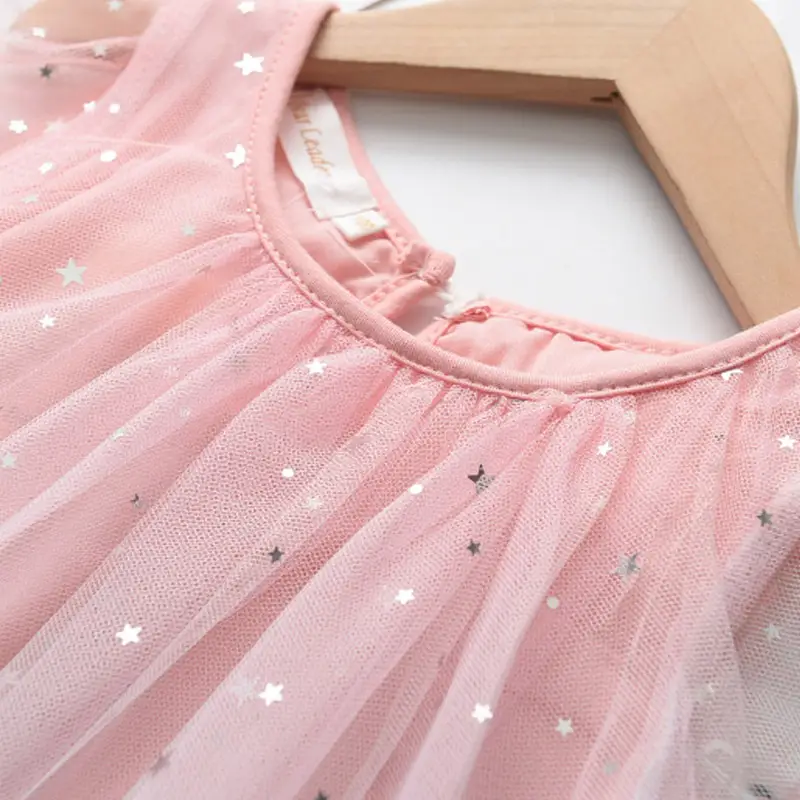 Pink Starry Mesh Dress for Girls - Image 2