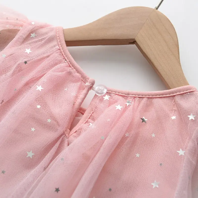 Pink Starry Mesh Dress for Girls - Image 3