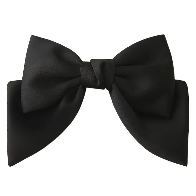 Satin Bow Hair Clips for Women Red Black Large Size