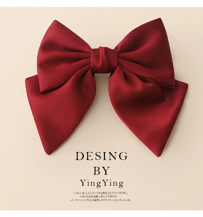 Satin Bow Hair Clips for Women Red Black Large Size — feature 5