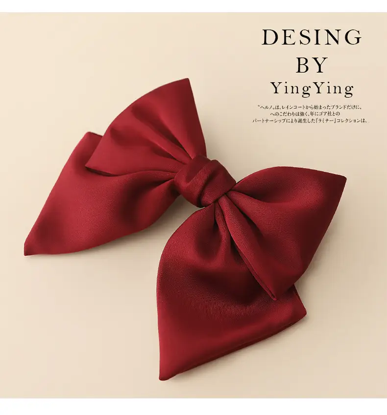 Satin Bow Hair Clips for Women Red Black Large Size — feature 6