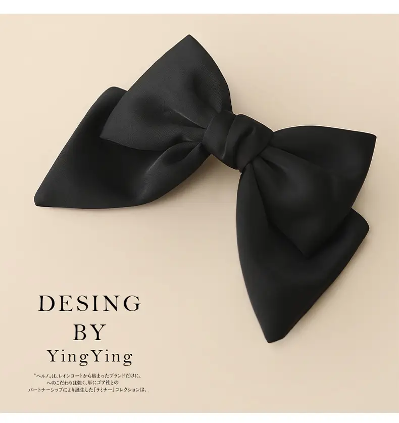 Satin Bow Hair Clips for Women Red Black Large Size — feature 8