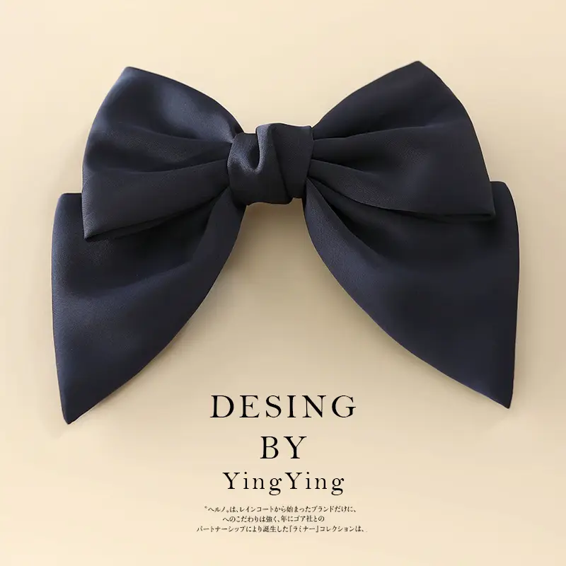 Satin Bow Hair Clips for Women Red Black Large Size