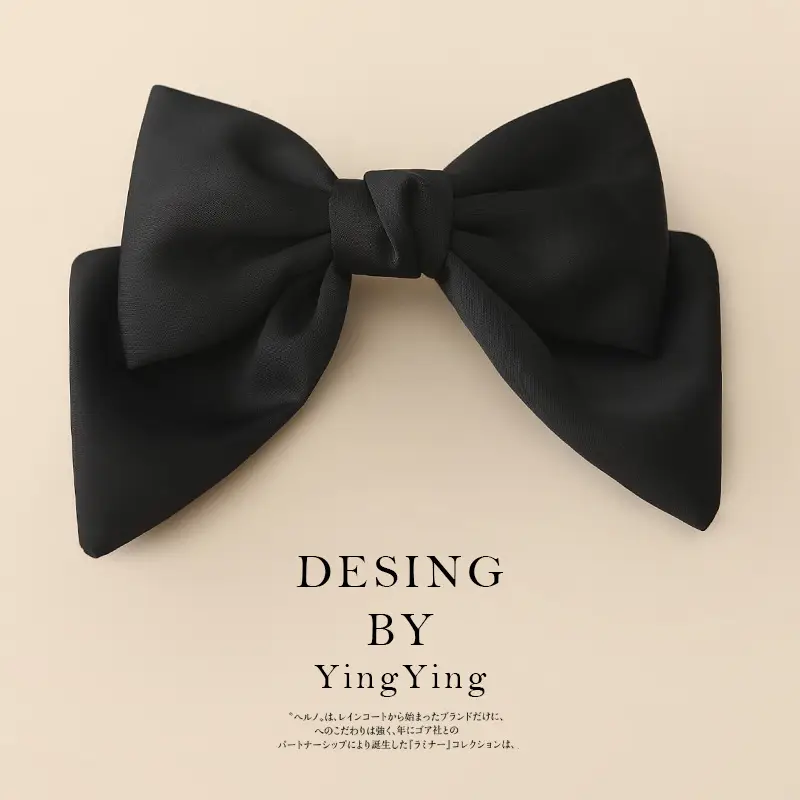 Satin Bow Hair Clips for Women Red Black Large Size