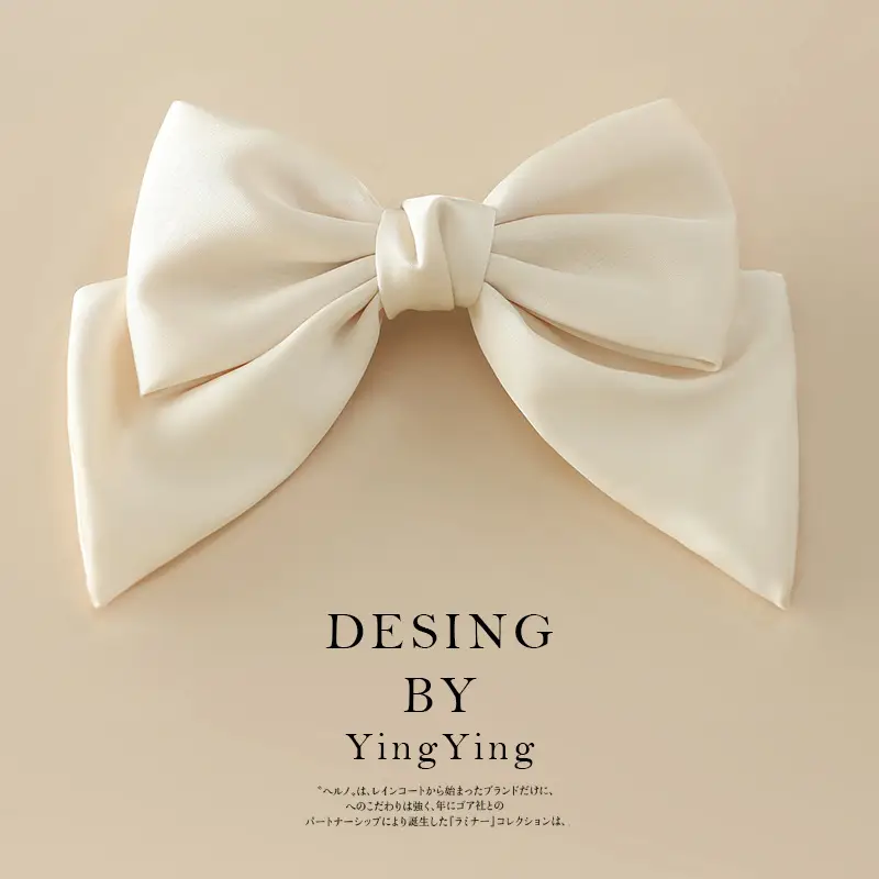 Satin Bow Hair Clips for Women Red Black Large Size