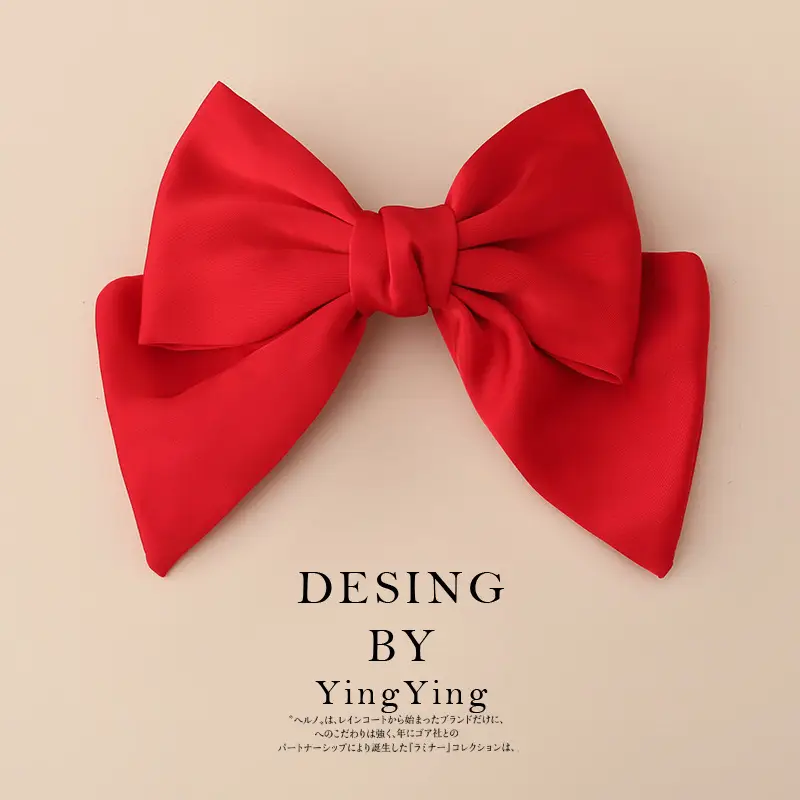 Satin Bow Hair Clips for Women Red Black Large Size