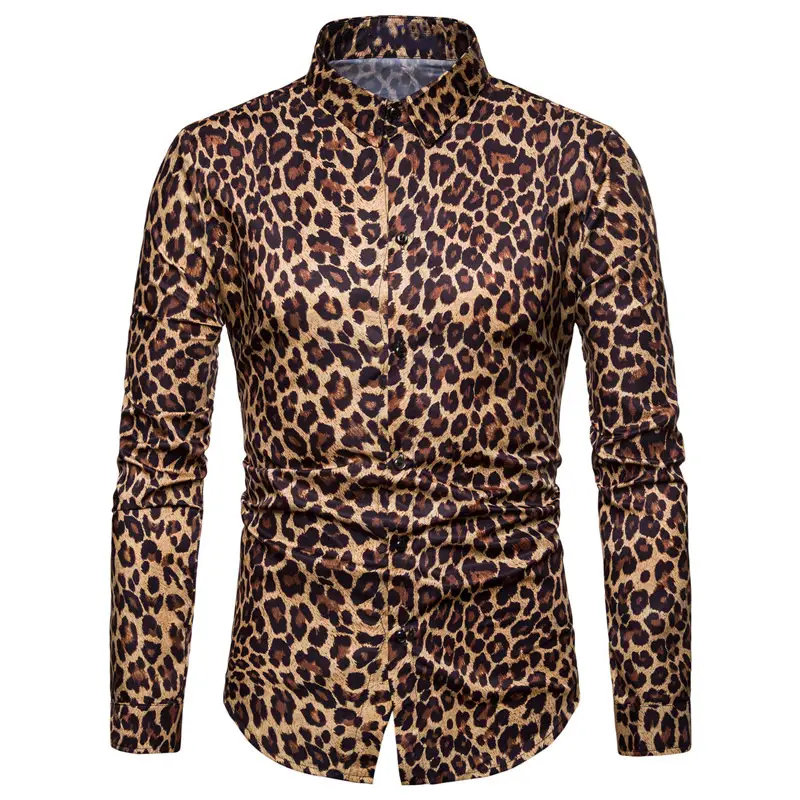 Men Leopard Print Long Sleeve Shirt Plus Size 2026 - Image 2