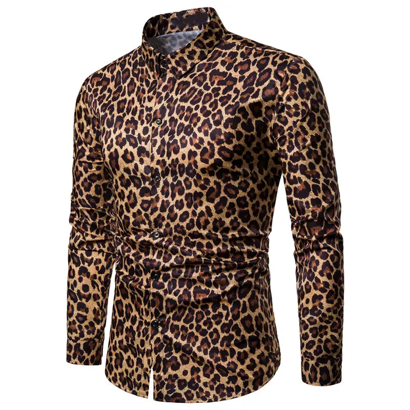 Men Leopard Print Long Sleeve Shirt Plus Size 2026 - Image 6