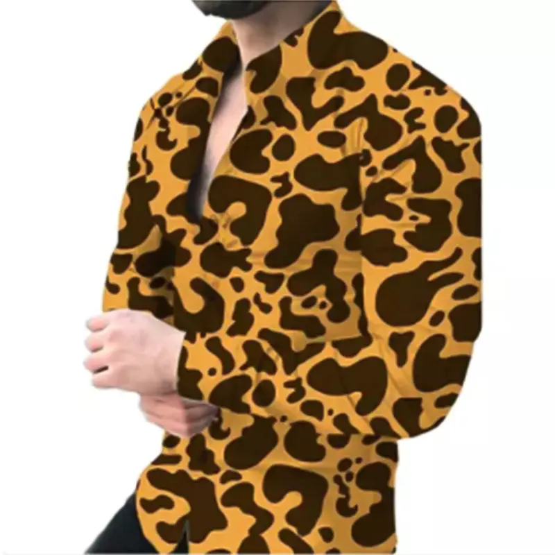 Men Leopard Print Long Sleeve Shirt Plus Size 2026 - Image 3