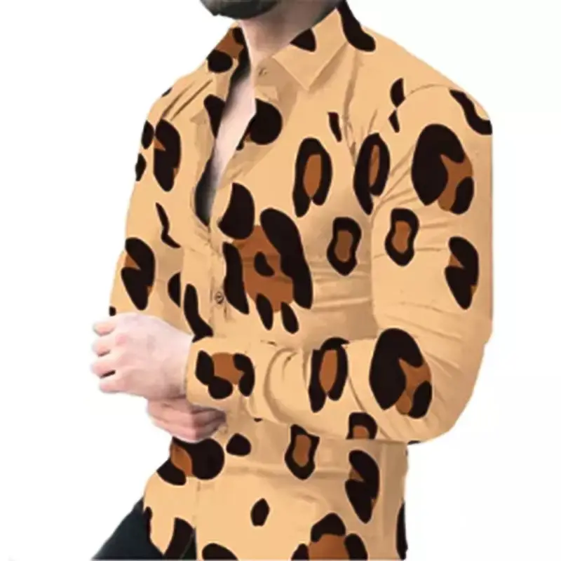 Men Leopard Print Long Sleeve Shirt Plus Size 2026 - Image 4