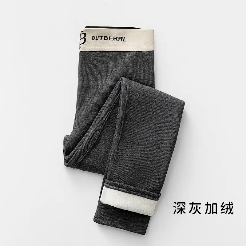 Women's Grey Fleece Leggings with Letter B Waistband - Image 5