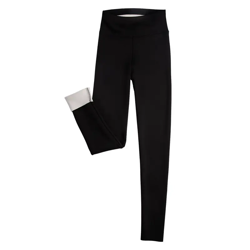 Women Black Fleece Lined Capri Pants Spring Autumn - Image 9