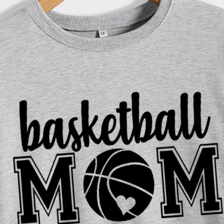 Women Basketball Mom Sweatshirt Maroon Round Neck - Image 16