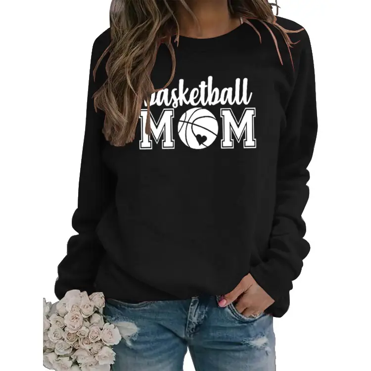 Women Basketball Mom Sweatshirt Maroon Round Neck - Image 18