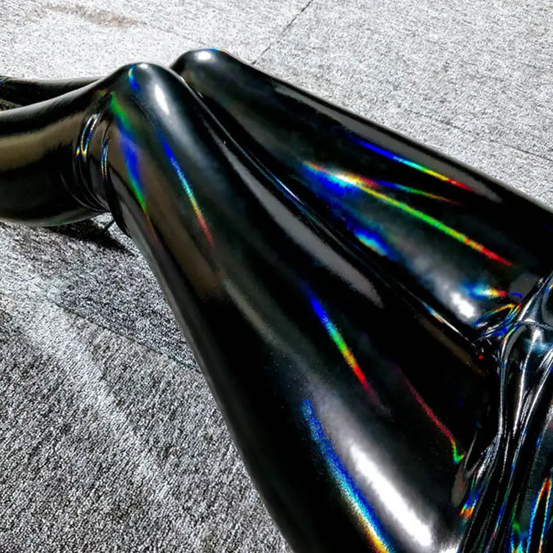 Mirror Color Leather Tight Pants Black - Image 4