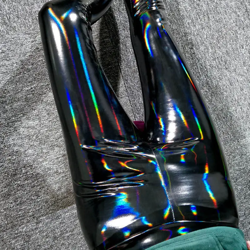 Mirror Color Leather Tight Pants Black - Image 7