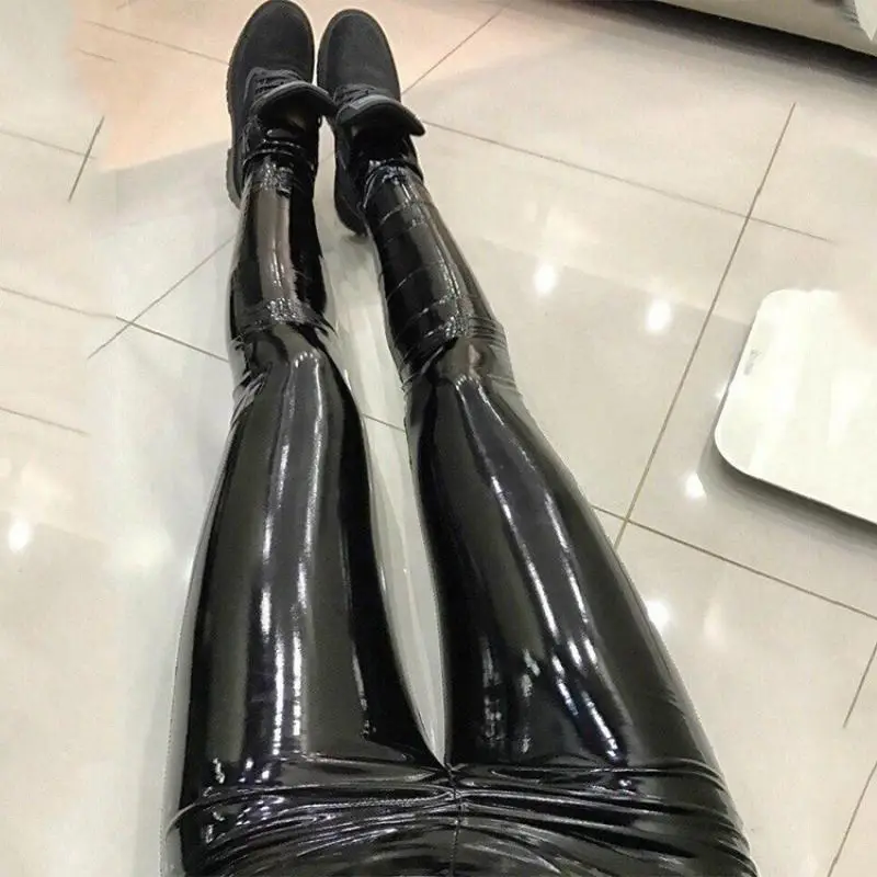Mirror Color Leather Tight Pants Black - Image 2