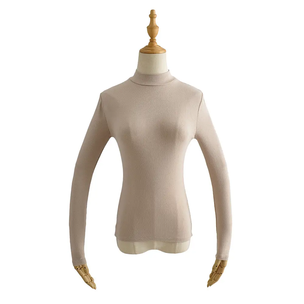 Women's Long Sleeve T-Shirt Grey Solid Color - Image 3