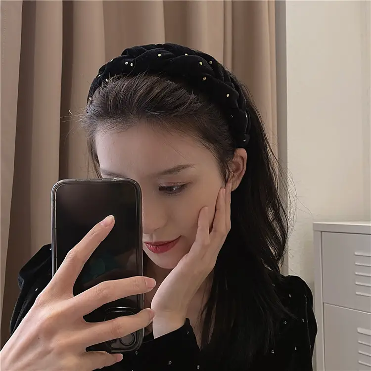 Autumn Winter Velvet Braided Hair Hoop Set - Image 3