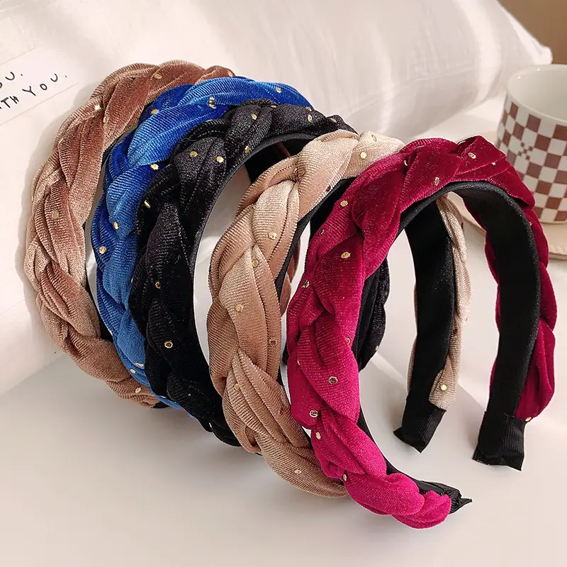 Autumn Winter Velvet Braided Hair Hoop Set - Image 4