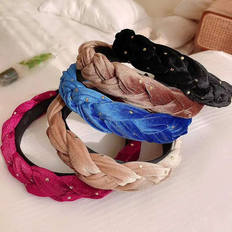 Autumn Winter Velvet Braided Hair Hoop Set - Image 5