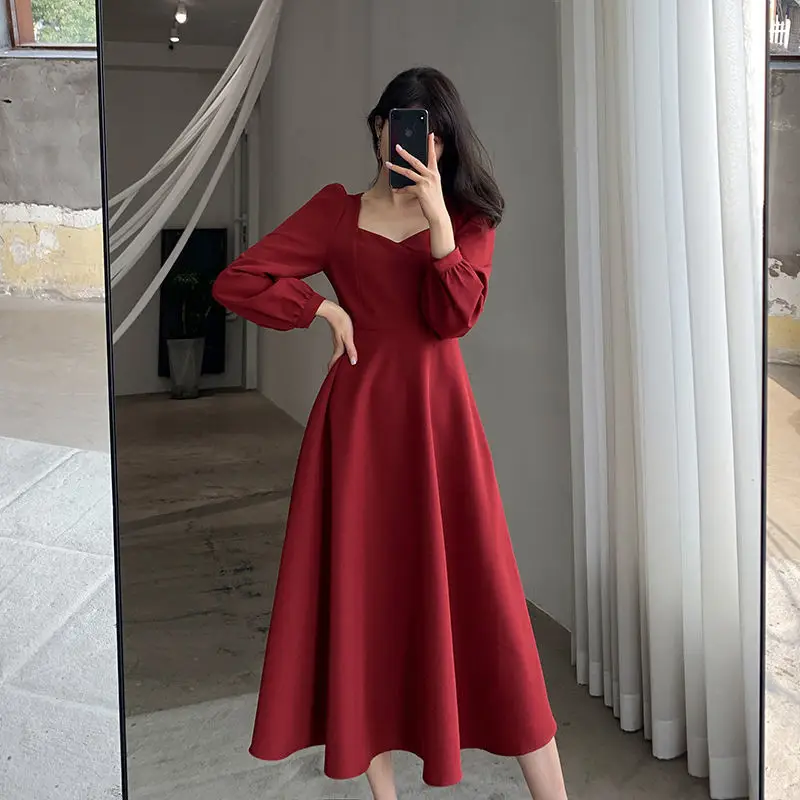 Black V-Neck Long Skirt Dress for Women 2025 - Image 7