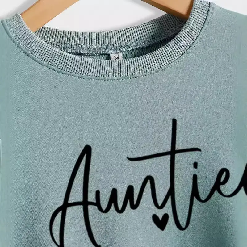Auntie Printed Long Sleeve Crewneck Sweatshirt Grey