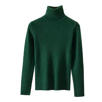Women Grey Knit Turtleneck Long Sleeve Winter Sweater - Image 28