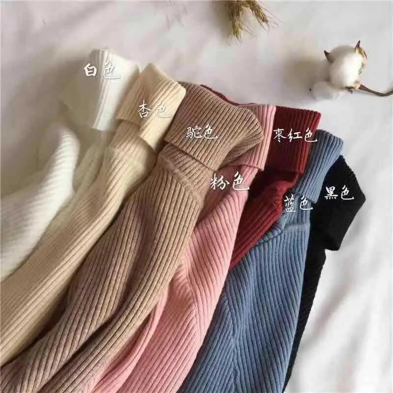 Women Grey Knit Turtleneck Long Sleeve Winter Sweater — feature 6
