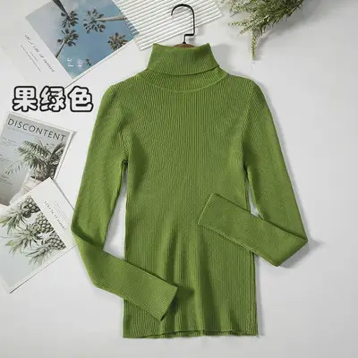 Women Grey Knit Turtleneck Long Sleeve Winter Sweater - Image 13