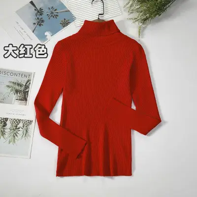Women Grey Knit Turtleneck Long Sleeve Winter Sweater - Image 16