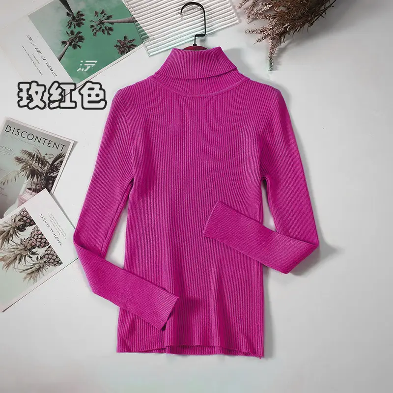 Women Grey Knit Turtleneck Long Sleeve Winter Sweater - Image 19