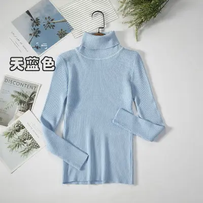 Women Grey Knit Turtleneck Long Sleeve Winter Sweater - Image 21