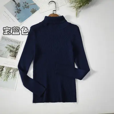 Women Grey Knit Turtleneck Long Sleeve Winter Sweater - Image 8
