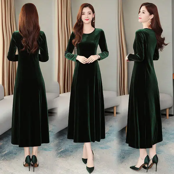 Korean Style Velvet Skirt Dress for Women Large Size - Image 4