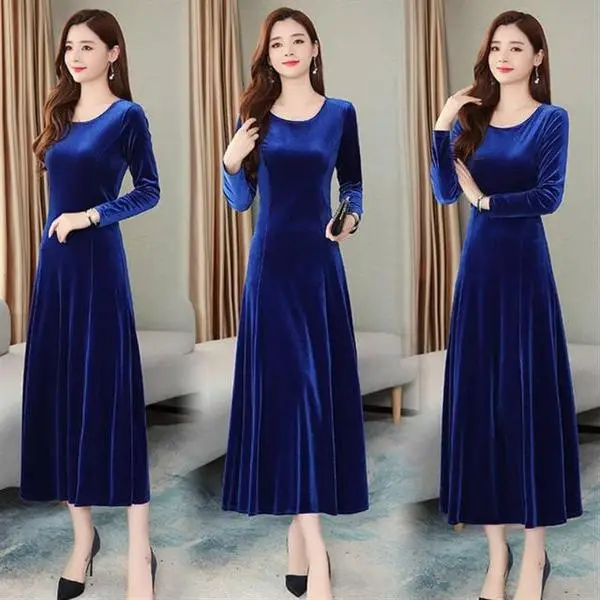 Korean Style Velvet Skirt Dress for Women Large Size - Image 6