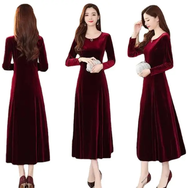 Korean Style Velvet Skirt Dress for Women Large Size - Image 7