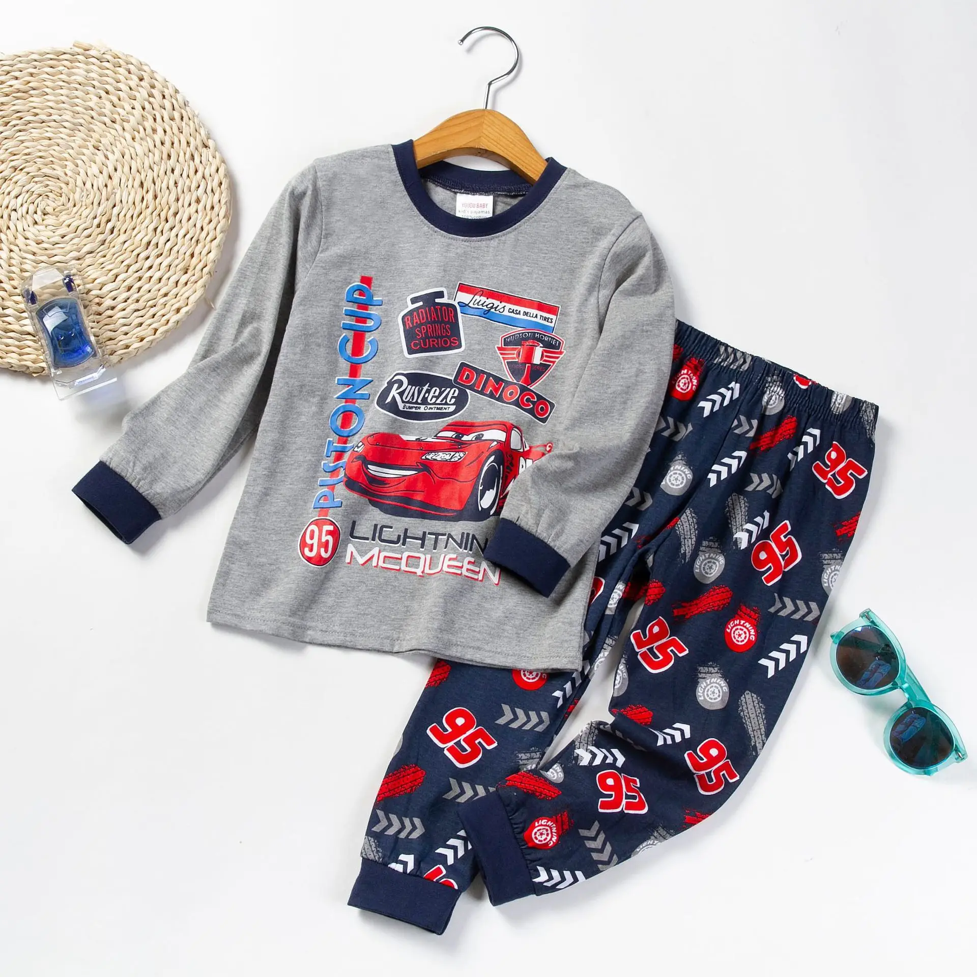 Children's Printed Long Sleeve Suit Yellow Blue Kids