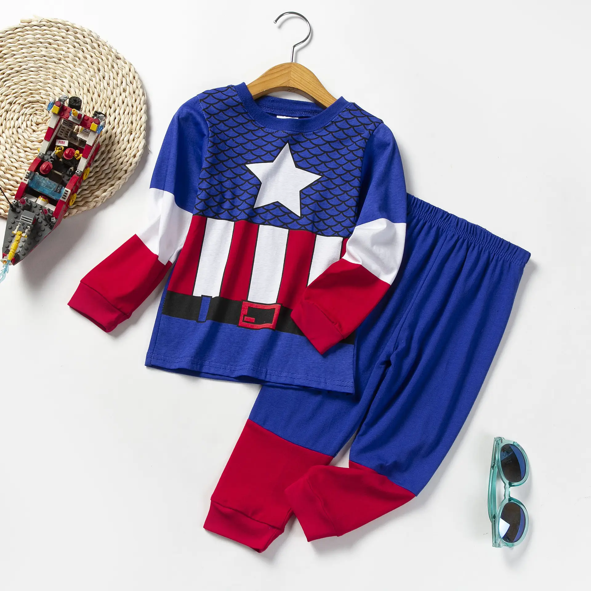 Children's Printed Long Sleeve Suit Yellow Blue Kids