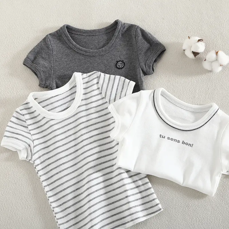 Children Summer T-Shirt Set 3 Pack Pure Cotton Middle Small - Image 4