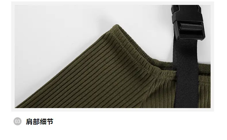 Women's Olive Green Cold Shoulder Long Sleeve T-Shirt — feature 40