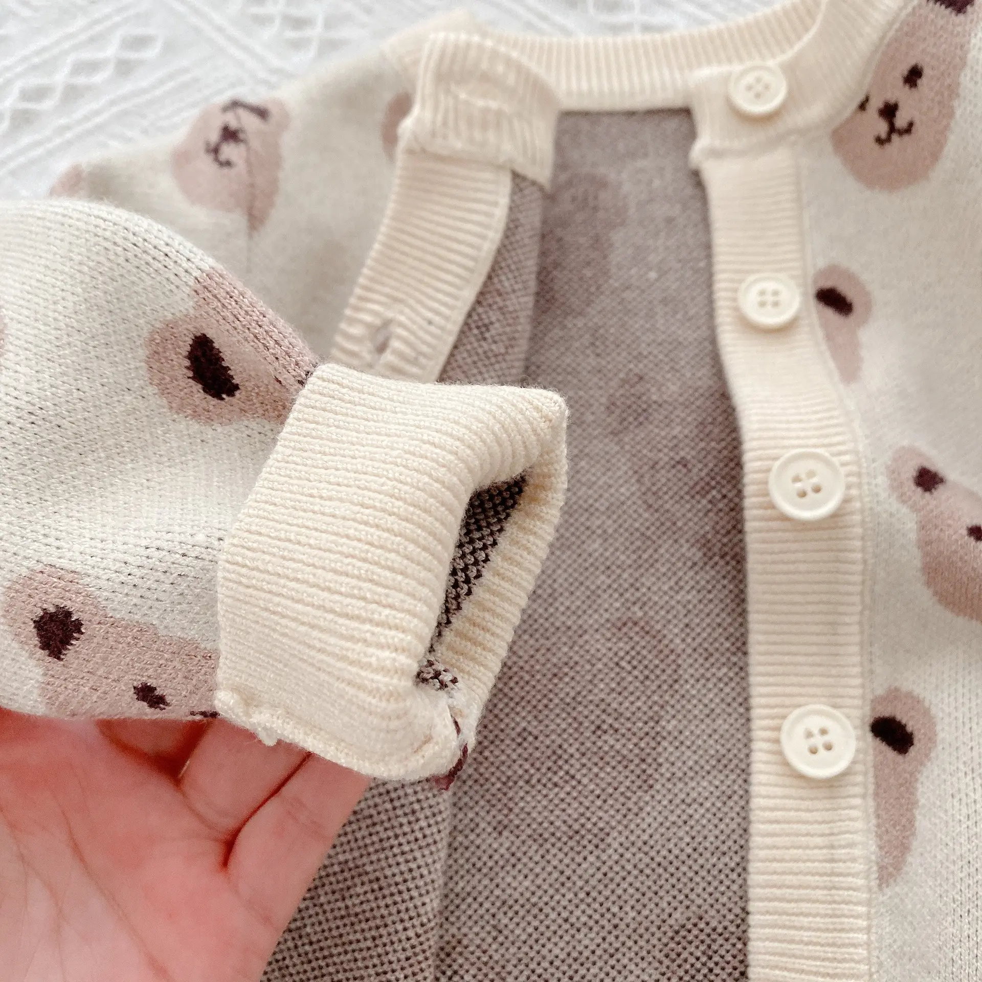 Children's Bear Print Knit Cardigan 0-6Yrs