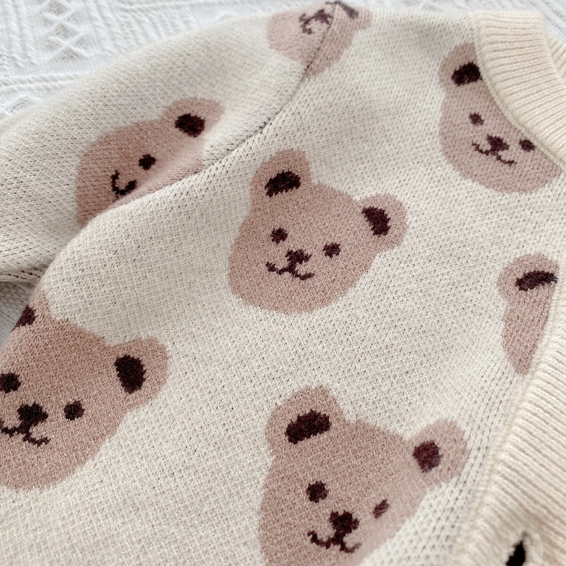 Children's Bear Print Knit Cardigan 0-6Yrs