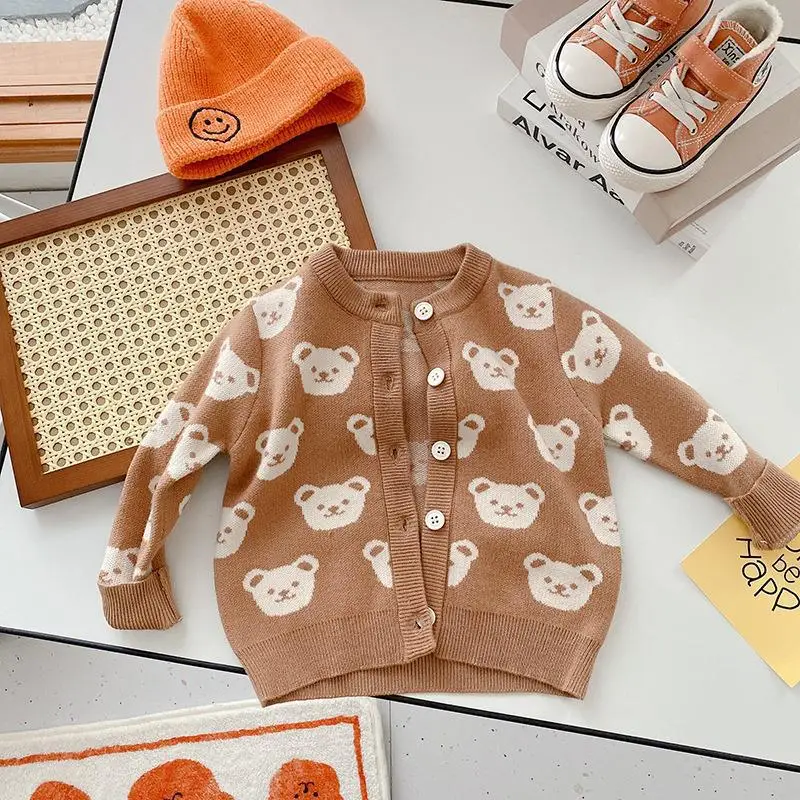 Children's Bear Print Knit Cardigan 0-6Yrs