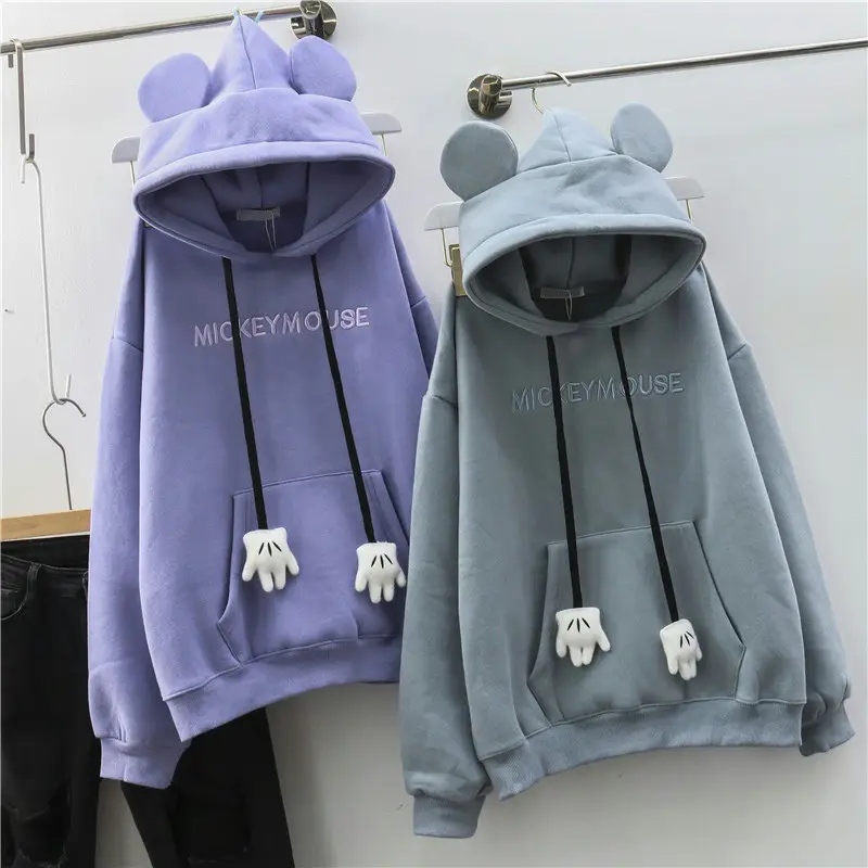 Women Velvet Hoodie Blue Loose Fit 2022 - Image 6
