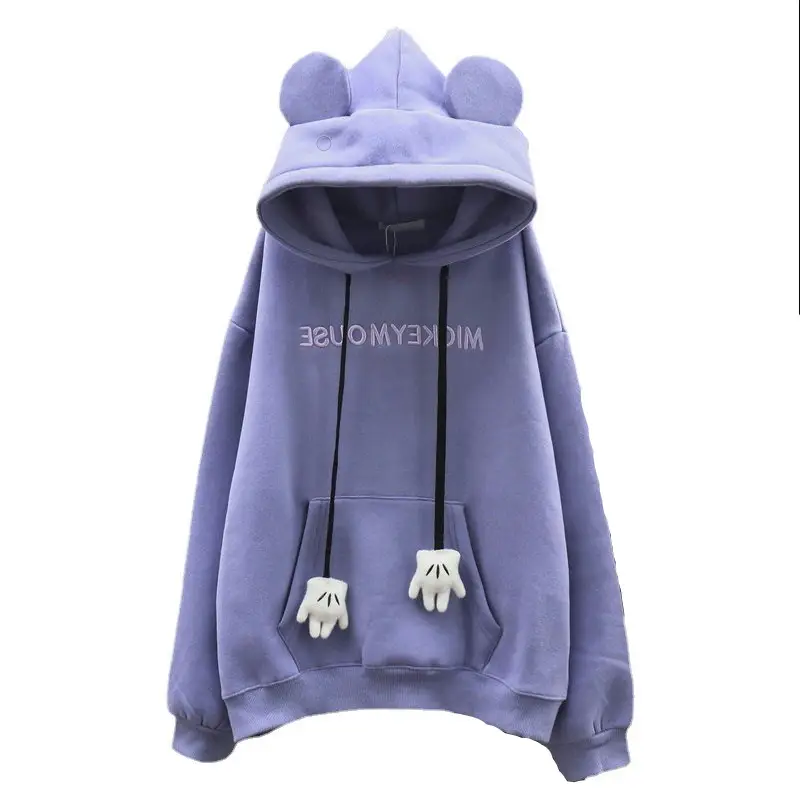 Women Velvet Hoodie Blue Loose Fit 2022 - Image 8